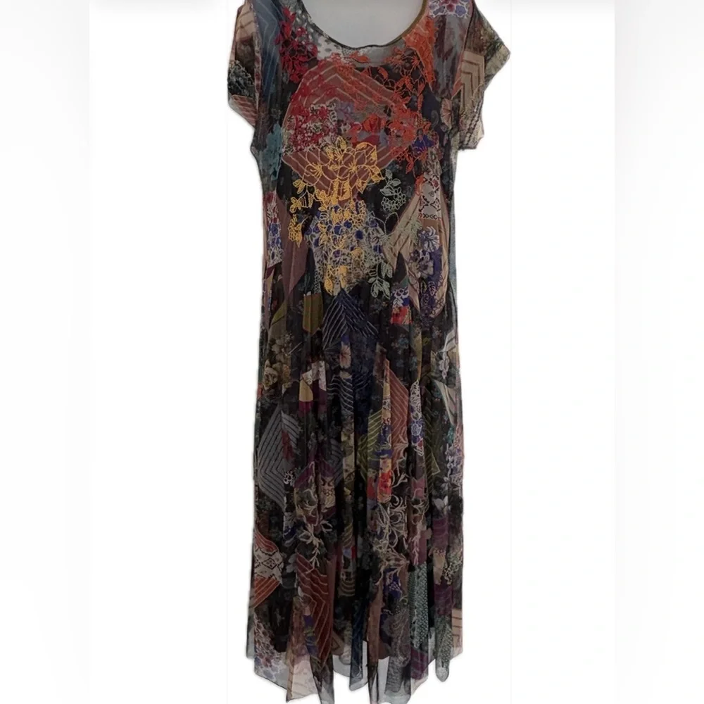 Johnny Was Colorful Patchwork Midi Dress - Picture 6 of 9